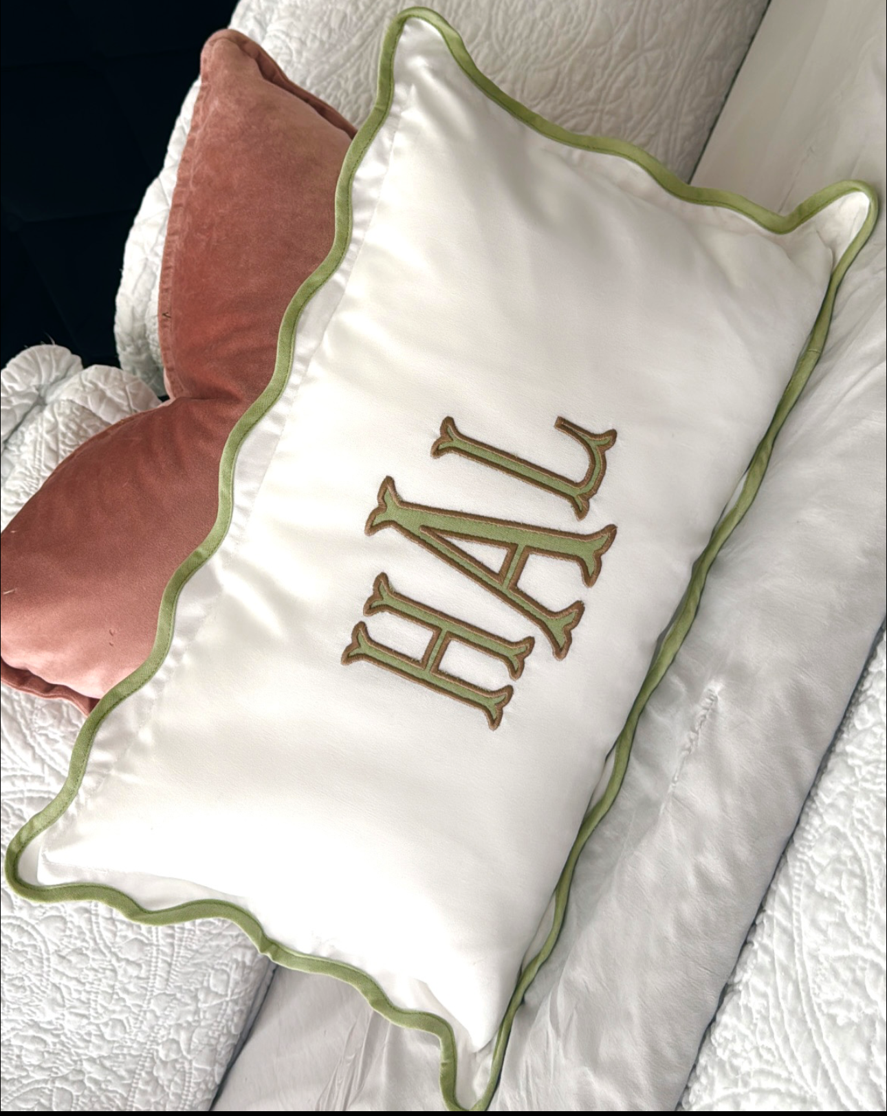Scalloped Monogram Pillow Cover