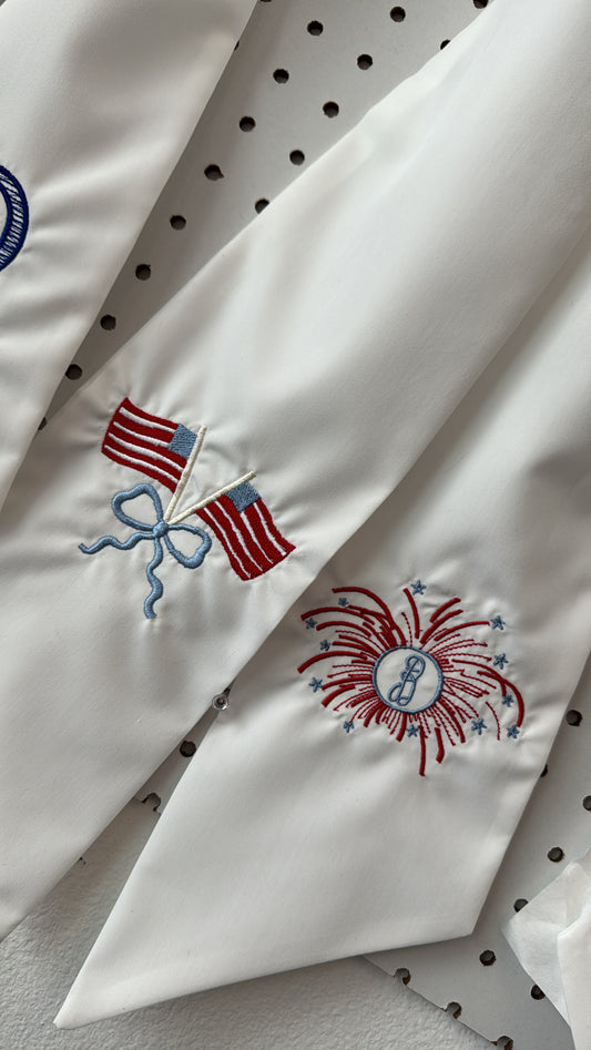 Watercolor flag & firework initial